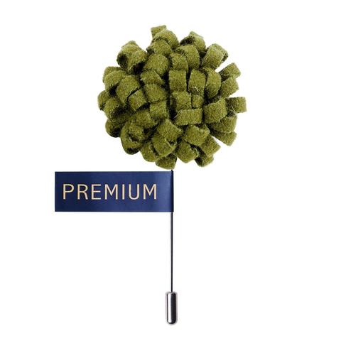 Olive Loop Fabric Flower Lapel Pin-0