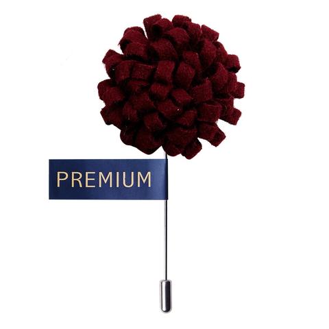 Wine Red Loop Fabric Flower Lapel Pin-0