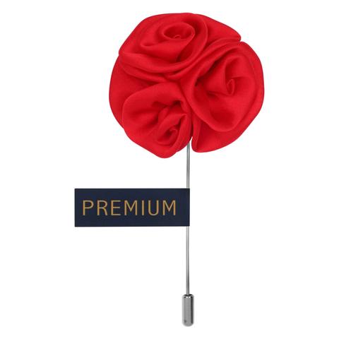 Red Large Fabric Flower Lapel Pin-0