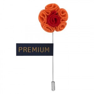 Small Orange and Red Fabric Flower Lapel Pin-0