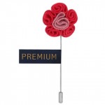 Small Red and Pink Fabric Flower Lapel Pin-0
