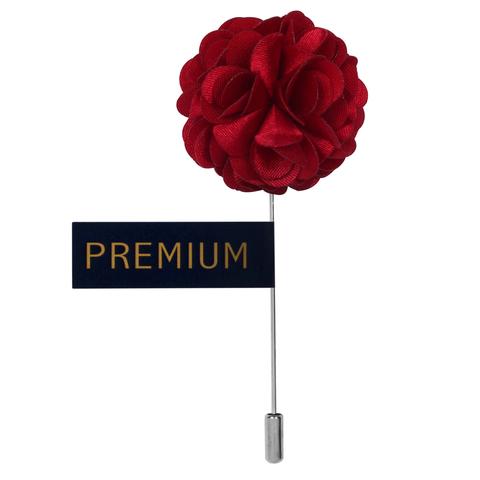 Dark Red Fabric Flower Lapel Pin-0