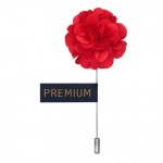 Red Fabric Flower Lapel Pin-0