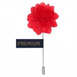 Bright Red Fabric Flower Lapel Pin-0