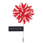 Red and White Fabric Flower Lapel Pin-0