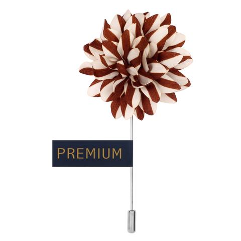 Wine Red and White Fabric Flower Lapel Pin-0