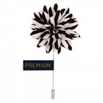 Black and White Fabric Flower Lapel Pin-0