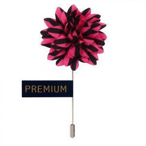 Pink and Navy Fabric Flower Lapel Pin-0
