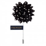 Black with White Polka Dots Fabric Flower Lapel Pin-0