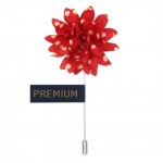 Red with White Polka Dots Fabric Flower Lapel Pin-0