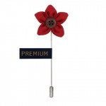 Small Red Fabric Flower Lapel Pin-0