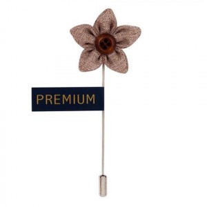 Small Brown Fabric Flower Lapel Pin-0
