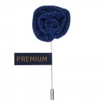 Blue Circular Fabric Flower Lapel Pin-0