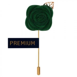 Dark Green Fabric Flower Lapel Pin-0