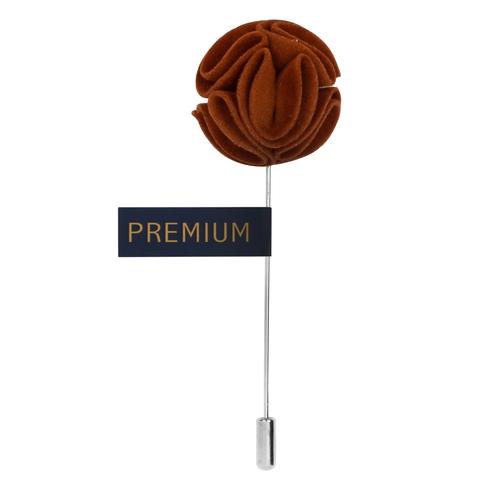 Brown Fabric Flower Lapel Pin-0