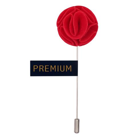 Red Fabric Flower Lapel Pin
