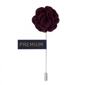 Brown Fabric Flower Lapel Pin-0