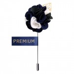 Black and White Fabric Flower Lapel Pin