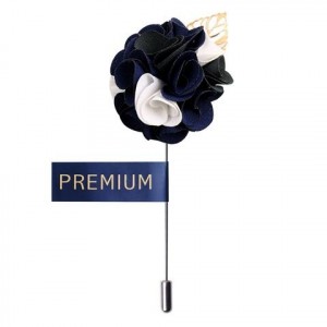 Black and White Fabric Flower Lapel Pin