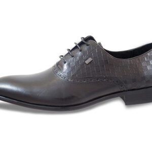 Moretti Black Oxford Shoe with Checkered Pattern-14568