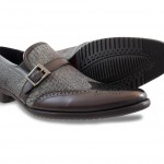 Moretti Black Leather and Gray Twill Tweed Loafer-0