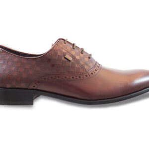 Moretti Burgundy Oxford Shoe with Checkered Pattern-14657