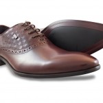 Moretti Burgundy Oxford Shoe with Checkered Pattern-0
