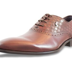 Moretti Burgundy Oxford Shoe with Checkered Pattern-14659