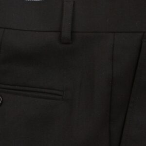 Black Double Pleat Regular Fit Dress Pants with Cuffed Bottoms