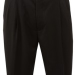 Black Double Pleat Regular Fit Dress Pants with Cuffed Bottoms