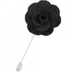 Black Fabric Flower Lapel Pin