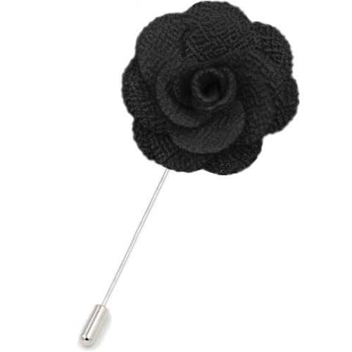 Black Fabric Flower Lapel Pin