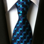 Blue And Mint Striped Tie with Squares