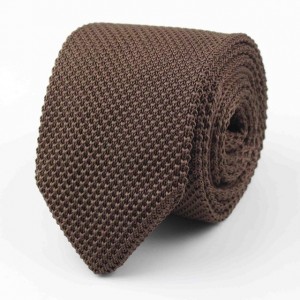 Brown Knit Skinny Tie