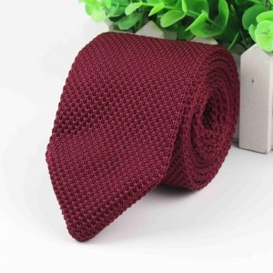 Dark Red Knit Skinny Tie