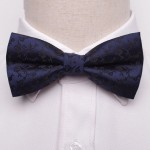 Navy Bow Tie with Black Rose Pattern