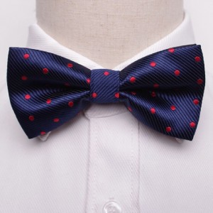 Navy Bow Tie with Red Polka Dots