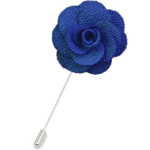 Navy Fabric Flower Lapel Pin