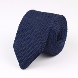 Navy Knit Skinny Tie