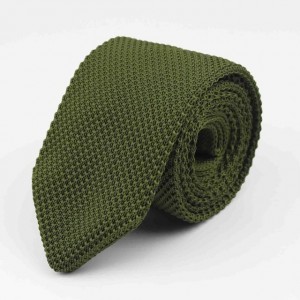 Olive Green Knit Skinny Tie