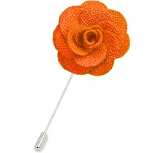 Orange Fabric Flower Lapel Pin