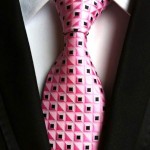 Pink Tie with Squares