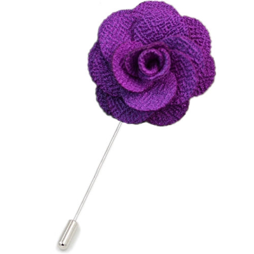 Purple Fabric Flower Lapel Pin