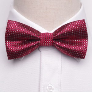 Red and Silver Squares and Dots Bow Tie