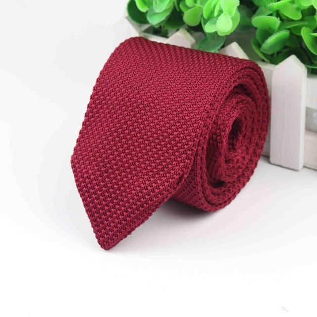 Red Knit Skinny Tie