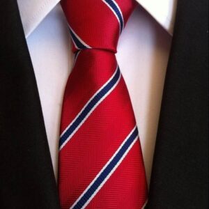 Red Tie with Blue Stripes