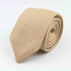 Tan Knit Skinny Tie