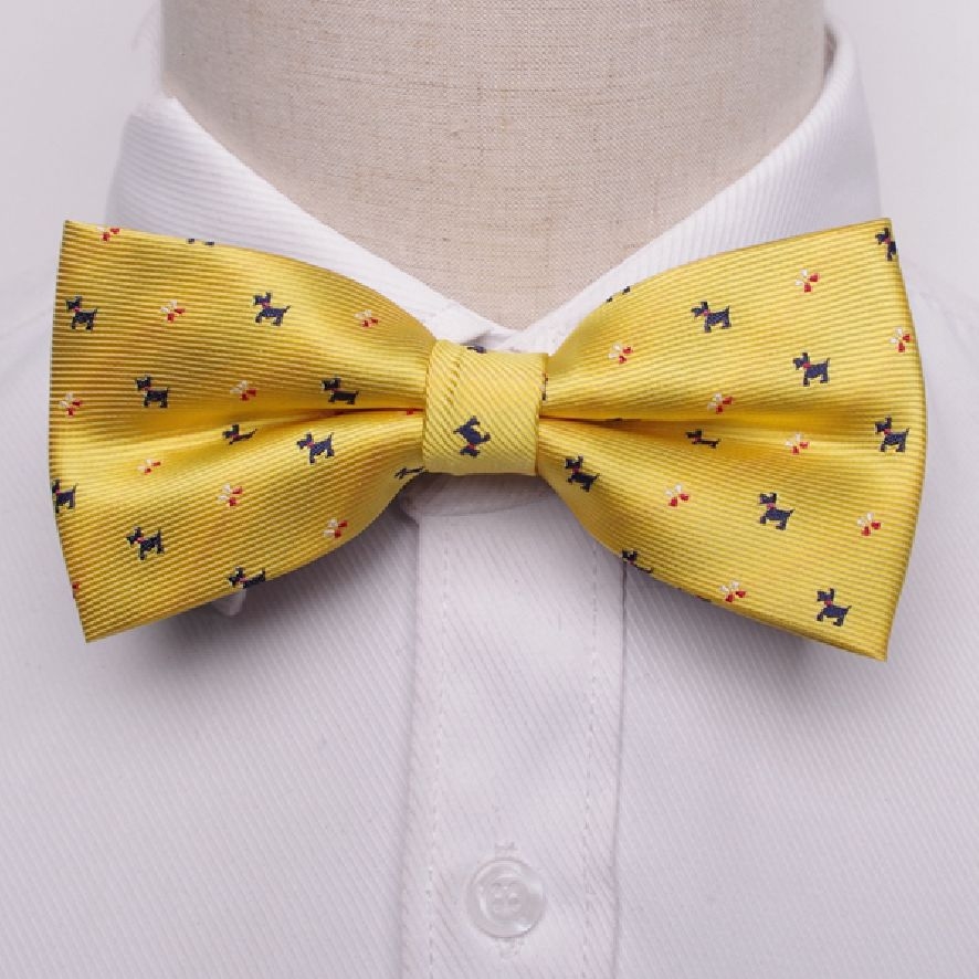 Yellow Bow Tie with Dogs