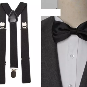 Black Suspender and Bow Tie Set