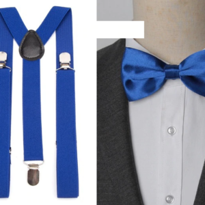 Blue Suspender and Bow Tie Set